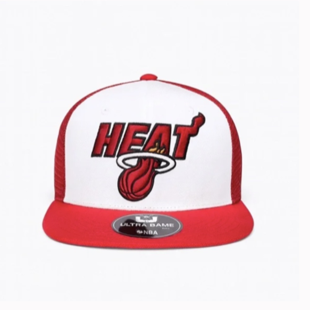 NEW Ultra Game NBA Basketball Miami Heat Logo Snapback Hat Cap Red White